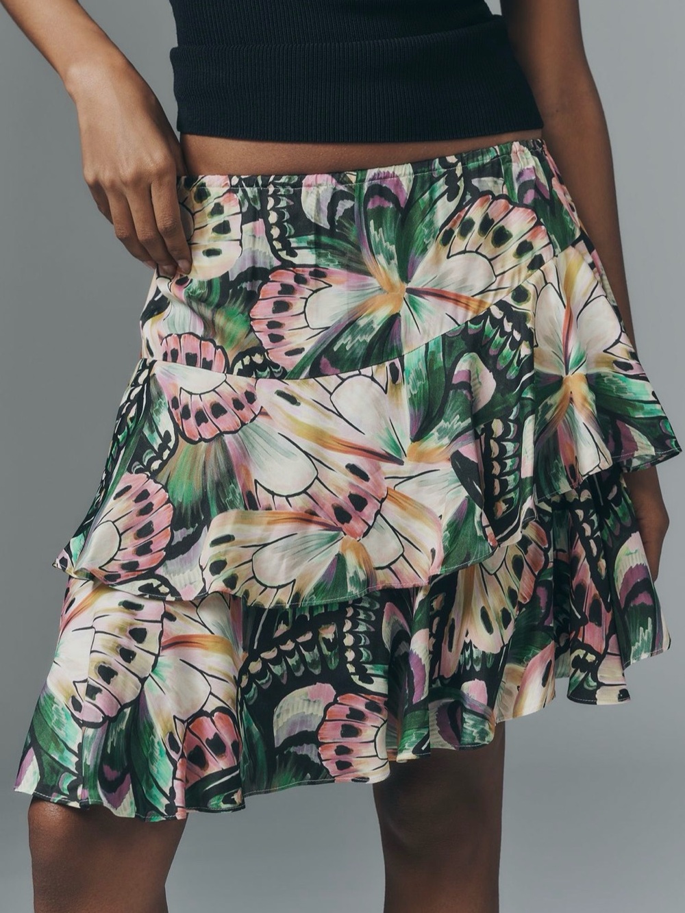 Farm Rio Asymmetric Butterfly print skirt Sz XS